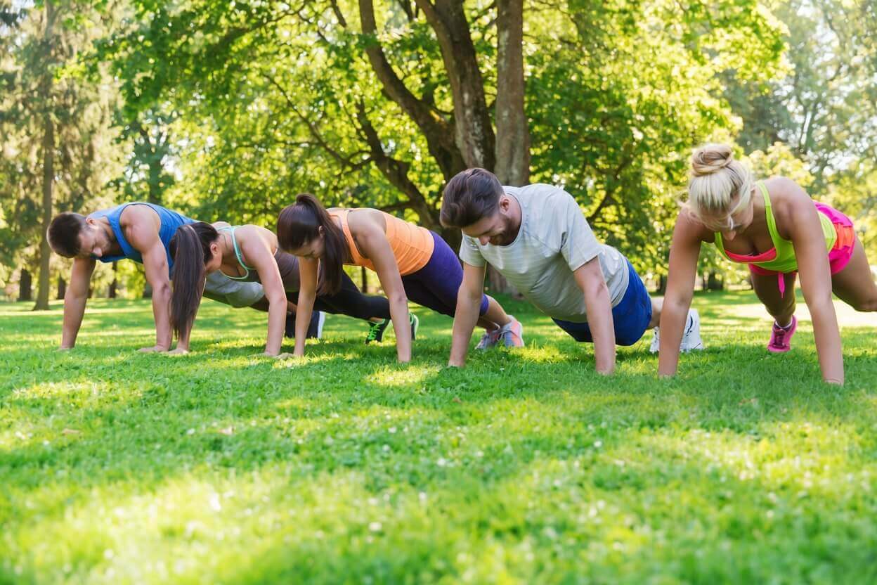 People exercising outdoors